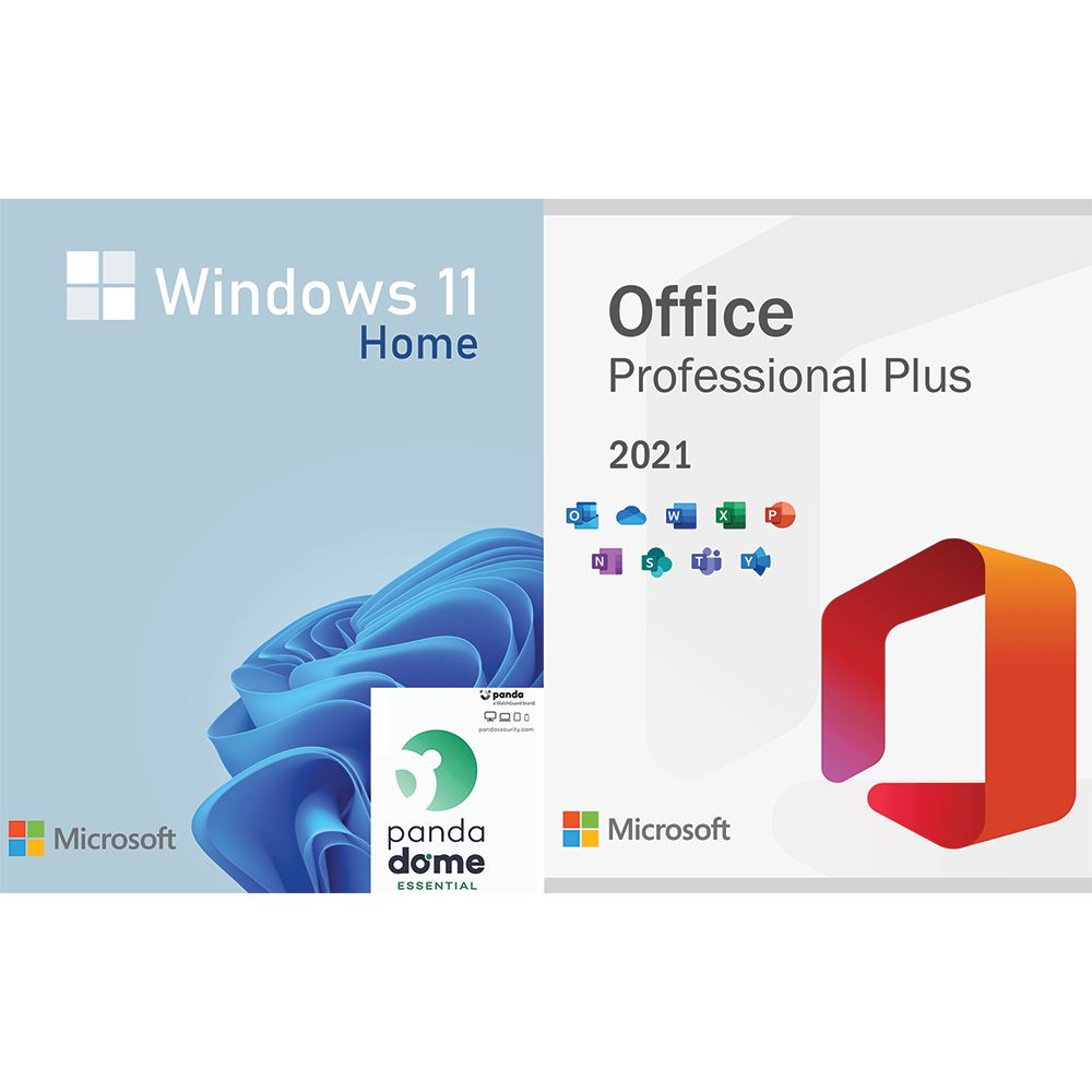 w11h-of21 Microsoft Windows 11 Home OEM & Office 2021 Pro Plus ISO + Panda Dome Essential, PC, digital software bundle - Image 1